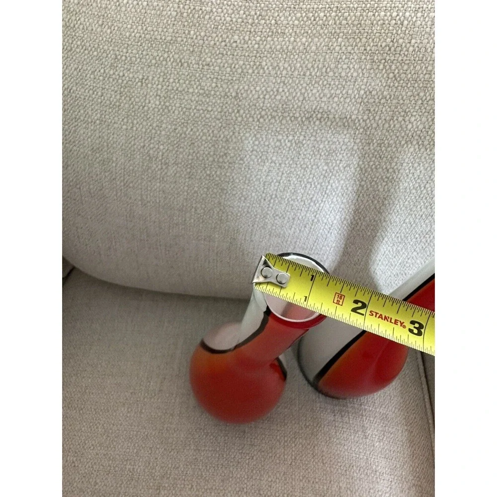 Lot Of 2 Glass Art Bottle Vase Red, White, Black Home‎ Decor Accent Piece